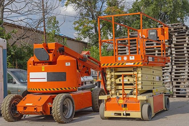 warehouse operations with forklift equipment in use in Abrams